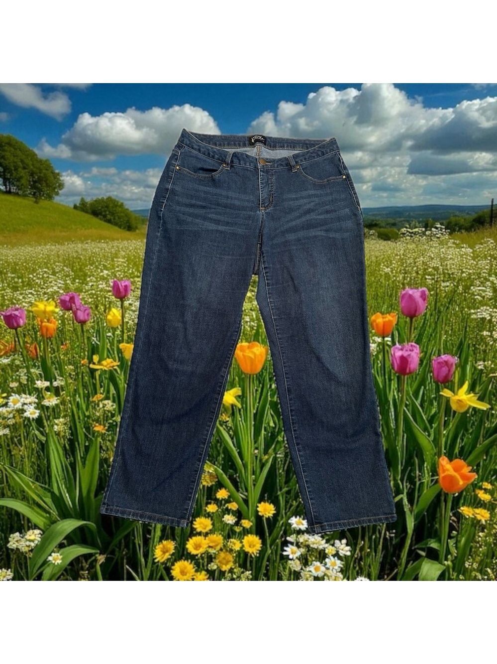 Measure & Made Denim Ankle Jean Blue Womens 38W X 27.5L (Fitlogic 18.3) Or XL